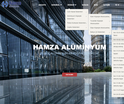 Hamza Alüminyum Yeni Nesil Web Sitesi Tasarımı - 12 Farklı Proje pc